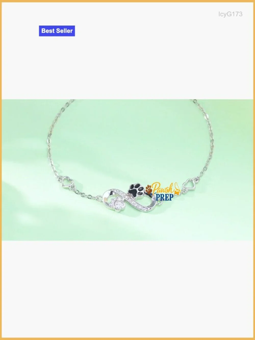 925 Sterling Silver Link Bracelet with Paw Print Charms Adjustable Chain